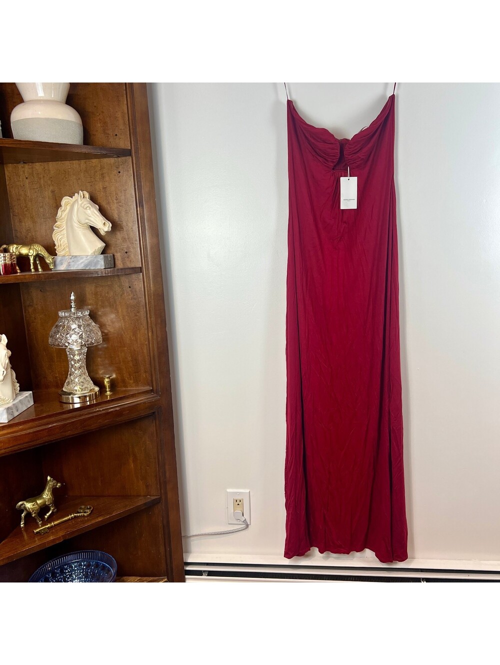Amanda Uprichard Red Ruched Bust Strapless Maxi Dress Size L NWT